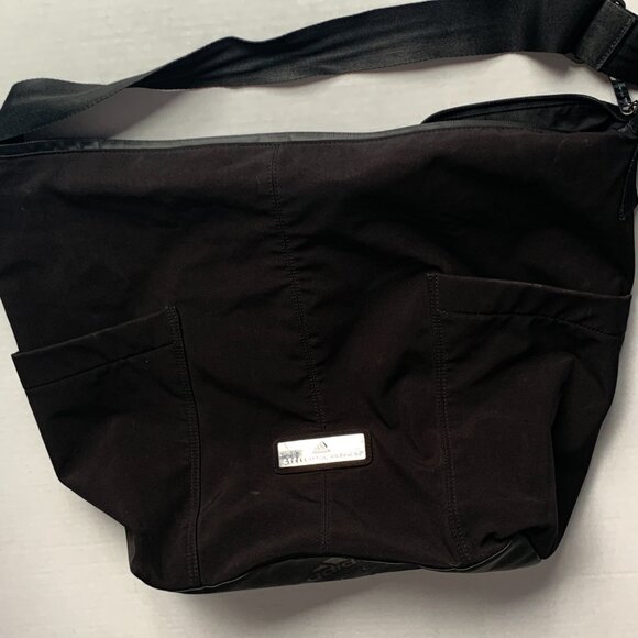 Adidas by Stella McCartney Black Shoulder Tote Gym Duffel Bag Travel Pockets Zip - Picture 2 of 11